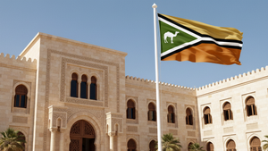 Flagge Targas vor Regierungsgebäude